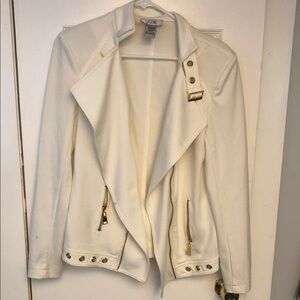 Elegant Cream Blazer with Gold Accents